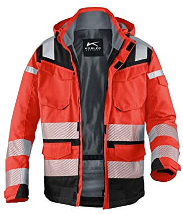 KÜBLER REFLECTIQ Wetterjacke Sympatex® PSA 2 – Jacke mit reflektierenden Elementen und Z‑Liner-Konstruktion warnrot/schwarz Gr. XS
