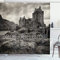 ABAKUHAUS Traum Duschvorhang, Eilean Donan Castle Schottland, Stoffliches Gewebe Badezimmerdekorationsset mit Haken, 175 x 200 cm, Dunkle Taupe und Pale Grau