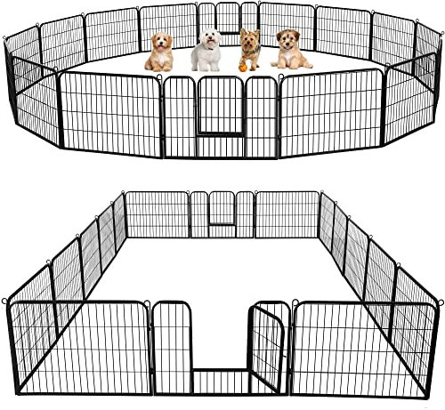 Yaheetech 16pcs Vallas para Perros Extensible Plegable Vallas para Jardin Metalicas Jaula Perro Grande Exterior Corrales para Cachorro 80x60cm