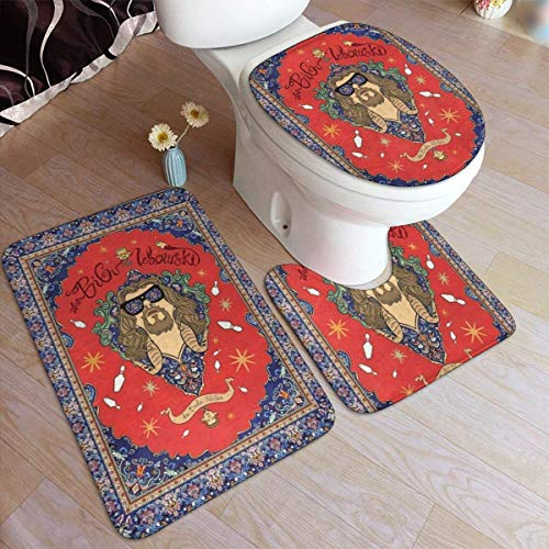 RedBeans Anti-Rutsch-Badteppich-Set, 3-teilig, Flanell-Badezimmerteppich, großer Lebowski-Teppich, Podest, rutschfeste Duschmatte und WC-Decken-Vorleger Set