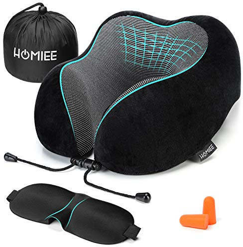 HOMIEE Nackenkissen Flugzeug Auto Reisekissen Nackenhörnchen Memory Foam Reise Neck Pillow Travel Comfy Ergonomisches Nackenstützkissen Orthopädisches Kissen Kopfkissen Erwachsene