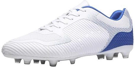 DREAM PAIRS Zapatillas de Fútbol Hombre Botas de Fútbol Sala Zapatos de Fútbol al Aire Libre Tacos Deporte Atletismo,Size 40,Blanco/Royal,SUPERFLIGHT-2