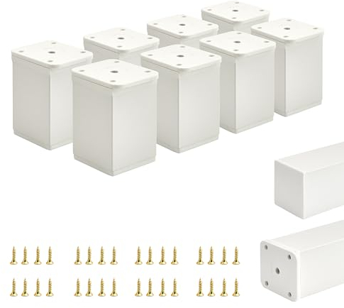 ALUSFERA Pieds de Meuble réglables – Lot de 8 – Pieds d'armoire au Design élégant – Pieds pour Meubles 40 x 40 x 60 mm Montage Facile avec Jeu de vis Complet