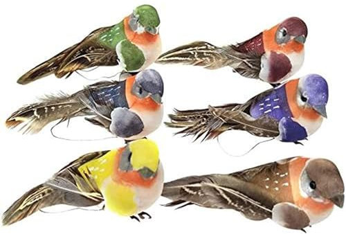 SHANGHh 6 PCS Artificial Birds, Bird Ornaments, Decorative Fake Birds, Artificial Bubble Bird for DIY Crafts, Garden, Christmas Tree Ornament, Home Party Decors