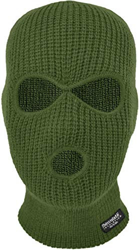 normani Balaclava Sturmhaube Sturmmaske 3 Loch, grob Strick, Thinsulate, Acryl Farbe Olive