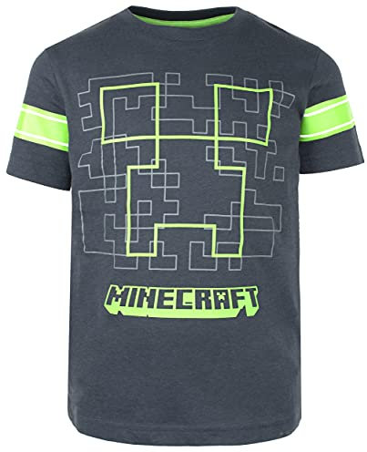 Minecraft Creeper T-Shirt - Navy Blue - 100% Cotton - Kids Boys Clothes - Age 5-6