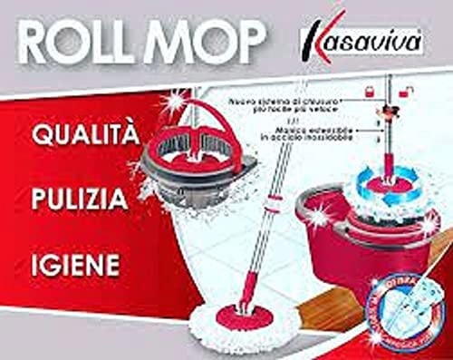 kasaviva Roll MOP MOCIO Rotante con 2 RICAMBI X Ogni Pavimento Super ASSORBENZA
