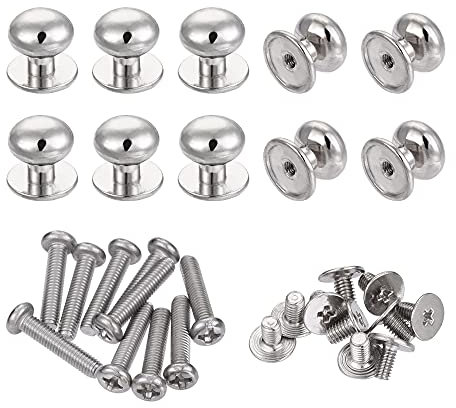 sourcing map 12mm Head Dia. Round Knobs Pull Handle, 10pcs Zinc Alloy for Drawer Pulls Gift Box Cabinet Door Knobs with Screws, Silver Tone