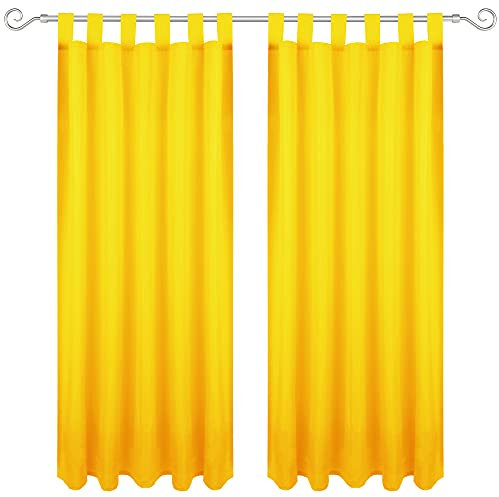 Bestgoodies Gardine mit Schlaufen 140x225 cm (Breite x Länge) in Gelb, blickdichter Vorhang, Schlaufenvorhang in vielen Variationen