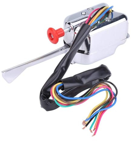 Yosoo Blinkerschalter Traktor 12V Universal Street Hot Rod Blinkerschalter für GM, Hella, Traktor - Chrom Säulenbefestigung - Klammer montiert - Silber - 16A - 192W - Manuell - 1 Stück