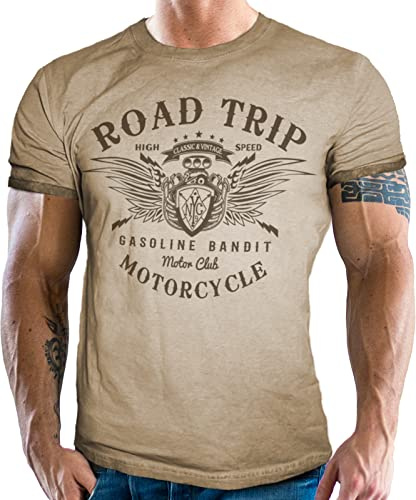 Gasoline Bandit Biker Racer Herren T-Shirt Used Look: Road Trip