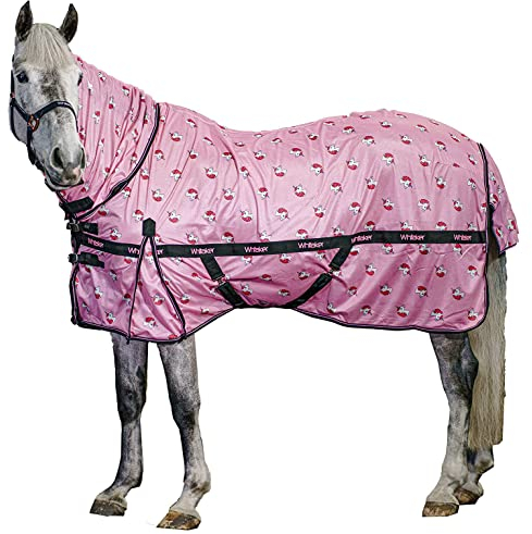 Whitaker John Unicorn Fliegengitter-Pferdedecke mit festem Hals- und Schwanzbezug, Rosa, 1,52 m