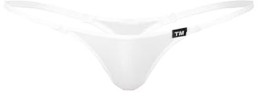 CHICTRY G-String Homme Sissy T-Back Lingerie sous-Vêtements de Nuit Ficelle Maillot de Bain Bikini Slip de Nuit à Lacet Bulge Pouch Sexy Coquine Hot Lingerie de Nuit Blanc A M