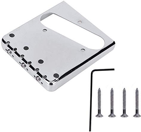 Eelectric Guitar Brass Compensated 3-Saddle Telecaster Bridge with Screws and Wrench(Silver)