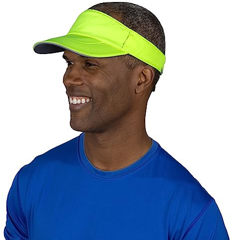 TrailHeads Men’s Sun Visor Hat for Running, Golf and Tennis - Recycled - hi vis