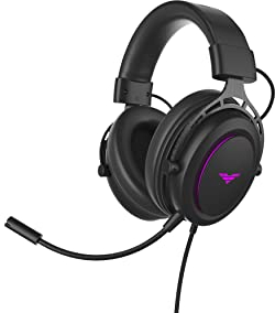PREYON Storm Fly USB-Gaming-Kopfhörer, verkabelt, Over-Ear-Kopfhörer für PC und Laptop mit abnehmbarem Mikrofon, RGB-Beleuchtung, 7.1-Surround-Sound, Memory-Schaum