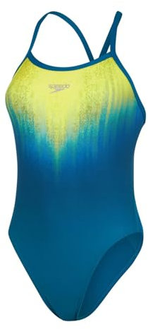 Speedo Placement Digital Turnback Maillot de bain Bleu sarcelle nordique/piscine/jaune fluo, Bleu sarcelle nordique/piscine/jaune fluo, 60