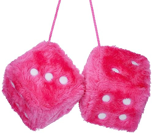 Soleebee Plüschwürfel Ein Paar Aufhängen Auto Hängendes Ornament, Fuzzy Plüsch Würfel Auto Zubehör zum Aufhängen Innenrückspiegel Zubehör von Rückspiegel-Anhänger Auto Innenausstattung (Pink B)