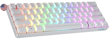 Geeky GK61 60% | Hot Swappable Mechanische Gaming-Tastatur | 61 Tasten Multi Color RGB LED Hintergrundbeleuchtung für PC/Mac Gamer| ANSI US Amerikanisches Layout (Weiß, Mechanical Speed Silver)