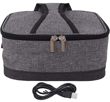flexman USB Heizungs Isoliertasche, Gleichmäßig Aufwärmen, Konstante Temperatur Beibehalten, Kompakte Größe, Tragbare Lebensmittelwärmerbox für Reisen, Büro, Camping, Wandern, Nachtfischen (Hellgrau)