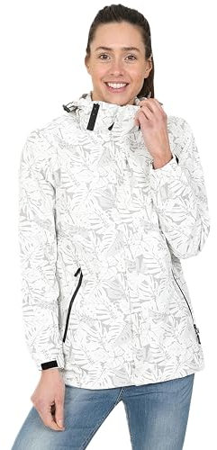 Blu Apparel Womens Waterproof Jackets Lightweight Ladies Rain Jacket for Women Outdoor Hiking Printed Breathable (UK, Numeric, 12, Regular, Regular, White)