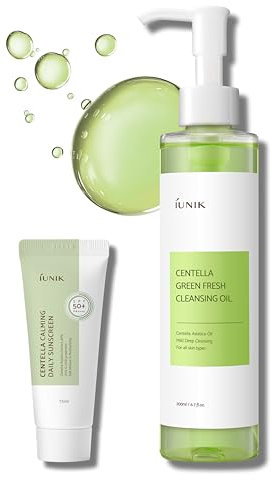 IUNIK Centella Green Fresh Cleansing Oil (200 ml) - Reinigungsöl, Poren und Talgkontrolle, Make-up-Entferner für ölige, empfindliche, zu Akne neigende Haut, sanfte Gesichts- und Körperwäsche