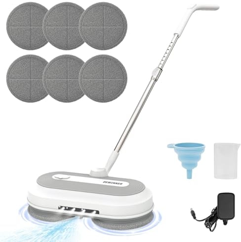 DEWINNER Mopa Eléctrica, Fregona inalámbrica elétrica con Luz LED, Mopa Fregona Automatica con función de pulverización, Mopa de suelo para limpiar