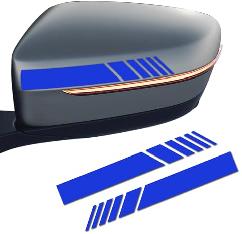 deemars 2PCS Auto Rückspiegel Aufkleber, Wasserdichte Rückspiegel Streifen Aufkleber, Reflektierender Aufkleber für den Seitenspiegel, Universelle Anti-Kollisions-Streifen für die Fahrzeuge (Blau)