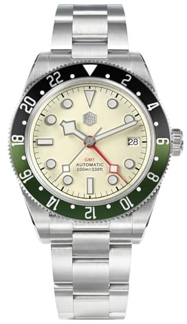 San Martin SN0109 NH34 GMT Luxuriöse automatische mechanische Herrenuhren, bidirektionale Aluminium-Lünette, wasserdichte Uhr, V 1, Modern