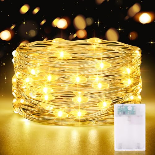 Lichterketten Batterie Timer, 5M 50 LED Kupferdraht Lichterkette Micro LED Lichterkette für Zimmer Party Garten Weihnachten Halloween Hochzeit Deko DIY