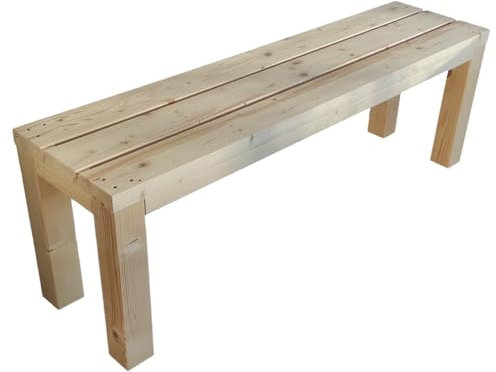 Banco de Madera de Abeto Natural, Modelo Classico, Elemento de decoración, Asiento de Madera, Ideal para Interior y Exterior, también a Medida
