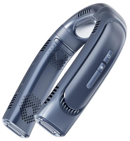 Louttary Ventilador Portátil de Cuello de Aire Acondicionado Ventilador Sin Hoja de Refrigeración de Semi-Conductor, Ventilador Personal Colgante Recargable Azul