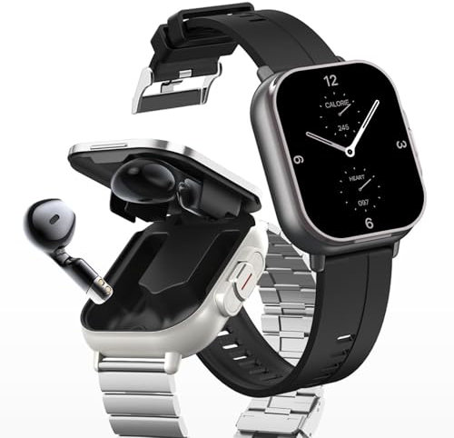 Sxhlseller Reloj Inteligente con Auriculares, Auriculares Bluetooth 2 en 1 y Relojes Inteligentes con Pantalla Táctil HD de 2,01 Pulgadas, Pronóstico del Tiempo, Recordatorios de Mensajes y