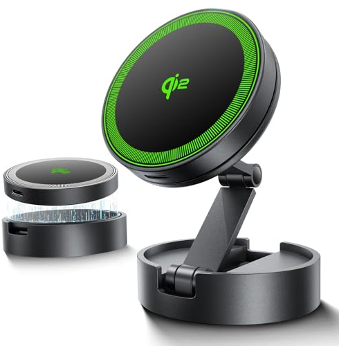 THREEKEY für Magnetic Autohalterung, Qi2 Handyhalterung Auto mit Ladefunktion, 15W Magnet Handyhalterung für Auto, Wireless Car Charger mit 360°-Drehung für iPhone 16 Pro Max/15/14/13/12