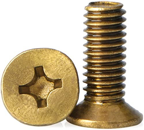 NACX M2.5 x 8mm Flat Head Phillips Machine Screws Bolts Countersunk Screws, Brass, 250Pcs