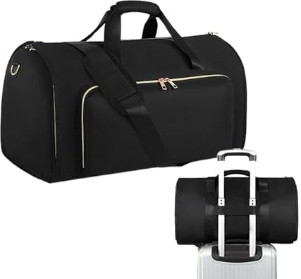 Kleidertasche Duffle - Kleidertasche Handkleidertasche, 2 in 1 Anzugtasche | Tragbarer Hängerkoffer, Business-Reisetasche mit Schultergurt, Faltbar, Umwandelbare Anzugtasche für Susp-Kleidung, Schwarz
