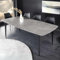 LEBENSwohnART Eleganter Esstisch Venezia 160cm grau marmoriert Design Keramik schwarzes Metall-Gestell Retro