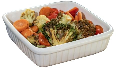 White Square Roasting Dish Ceramic Small 16cm Oven Baking Tray Serving Pan Bowl