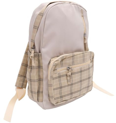 SAFIGLE Großer ädchen Rucksack Mit Kariertem Muster Kawaii Design Ästhetischer Schulrucksack Für Jugendliche Geräumige Schultertasche Ohne Anhänger