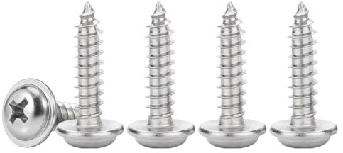 Drenky Flange Self Tapping Screws 304 Stainless Steel 50 Pcs Multi-Purpose M3x12mm Wafer Head Screw for Wood, Home Renovation & Engineering Projects