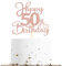 Sotpot 1 Pack 50th Birthday Cake Topper Double-sided Rose Gold Glitter Cake Pick Cake Decoration for Happy 50th Birthday Anniversary Party Decorations