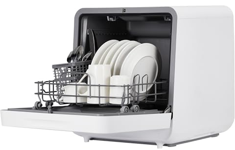 Portable Dishwasher Countertop with Large LED Display - No Plumbing Needed, 5L Built-In Tank & Faucet Dual Inlet, Self-Priming Pump, 72℃ High-Temp Drying for Sanitizing, Compact for RV/Apartment/Dorm