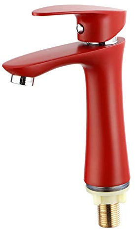 ZOUTACHENG Kitchen Faucet Bathroom Sanitary Ware Faucet Paint Red Jade Leaf Basin Single Cold Faucet Bathroom Faucet (Color : Red)