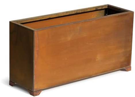 onlyfire Maceta Grande para Exterior, Jardinera Rectangular de Acero, Maceta Grande para Exterior, Ideal para Jardín, Terraza y Balcón, Jardinera Vintage con Orificios de Drenaje, 81,5x25,2x40,6cm