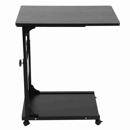 Acouto Dessert pour Ordinateur Portable Amovible avec Roues Réglables et Plaques Inférieures, Bureau D'ordinateur Portable Multifonctionnel pour Lit de Lit, Panneau Blanc avec Cadre en Métal Lourd