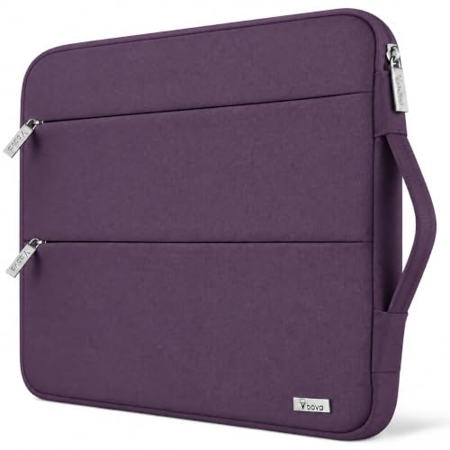 Voova Laptop Sleeve 15.6 Inch, Laptop Case for MacBook Pro 16, Purple | Laptop sleeve for 15.6-16-inch laptops with waterproof fabric, velvet lining, shock-absorbing padding, handle and pocket.