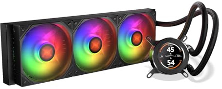 KRUX HydroGlance 360 ARGB LCD, AIO-Wasserkühlung für Prozessoren, personalisierbares LCD-Display, 360 mm, 3x120 mm ARGB-Lüfter, Kupfer-Wasserblock, kompatibel mit AM4, AM5, LGA1851, LGA1700, LGA1200