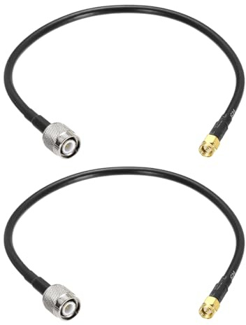 QUARKZMAN 2PCS Cable Coaxial RG58 1ft/0.3 M Cable Coaxial 50 Ohm | Conector SMA Macho a TNC Macho, Pérdida Baja, para Radio CB Antena GPS Radios Wi-Fi Dispositivos RF