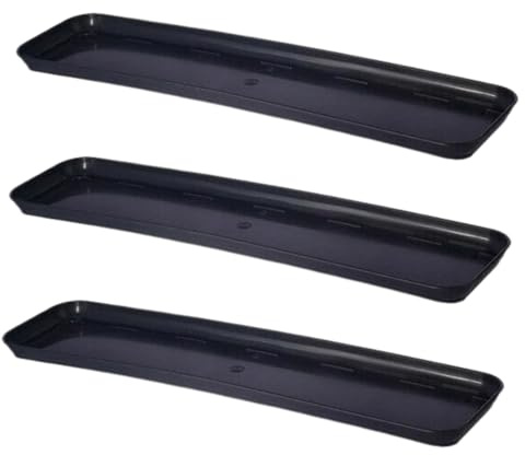 pokm toolsmarket - 3er Set Untersetzer für Blumenkasten 70cm, wetterfest, Hell Anthrazit Farbe, 3 STK. Abtropfschale Unterlage für Pflanzkästen, EU-Herstellung, für Fensterbank & Balkon