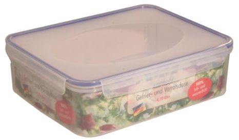 axentia Gefrier-Vorratsdose in Transparent, eckige Butterbrotdose Airproof, temperaturbeständige Brotdose mit 4 praktischen Klapplaschen, Einfrierbare Aufbewahrungsbox mikrowellengeeignet, ca. 4,7 l